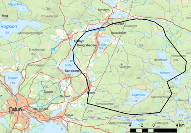 Karta &ouml;ver m&auml;tomr&uml;&aring;det Flinten, d&auml;r SkyTEM-m&auml;tning utf&ouml;rdes i december 2019.