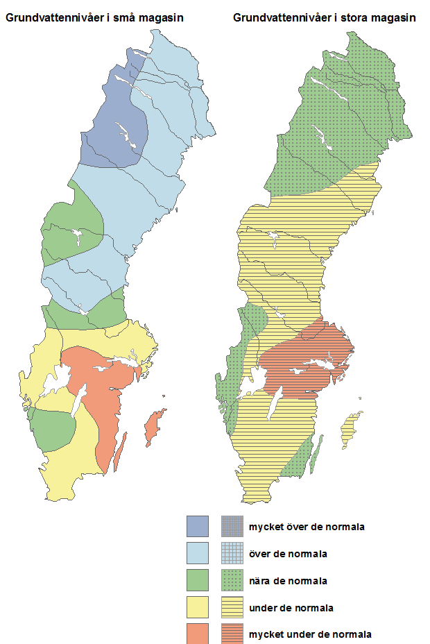 Grundvattennivåns avvikelse månadsskiftet april–maj 2019