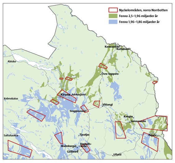 Karta som visar nyckelomr&aring;den i Barentsomr&aring;det som bed&ouml;ms som viktiga f&ouml;r f&ouml;rst&aring;elsen av den stratigrafiska uppbyggnaden och utvecklingen i regionen.