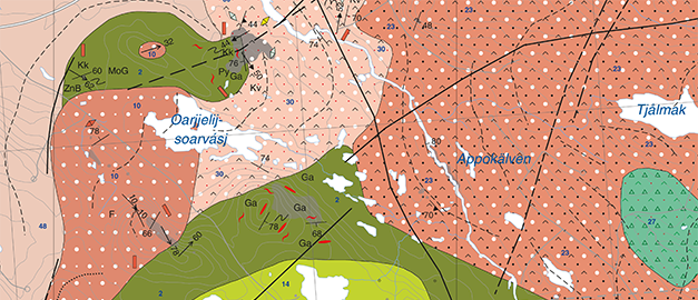Utsnitt ur Berggrundskartan 26J Jokkmokk NV Utsnitt ur Berggrundskartan 26J Jokkmokk NV