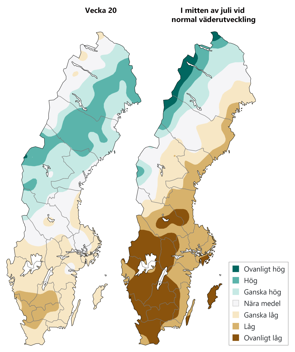Karta över grundvattennivåer.