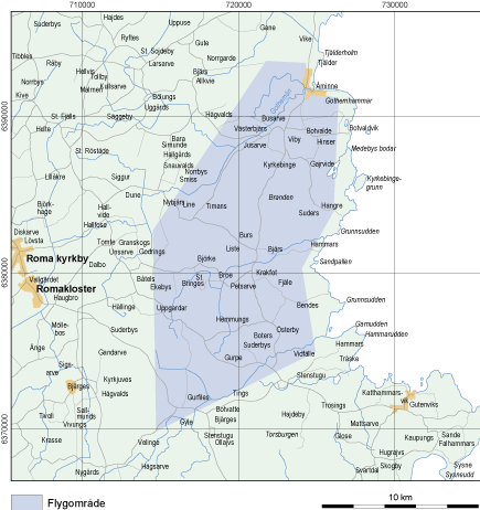 Karta över Åminne, flyggeofysisk undersökning på Gotland 2015.