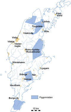 Karta över flyggeofysisk undersökning på Gotland 2015.