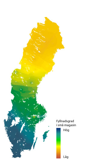 Fyllnadsgraden i små magasin januari 2015