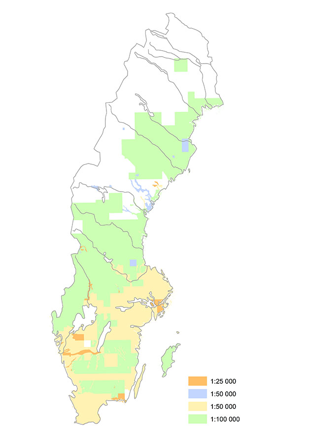 Täckningsgrad för jordartsinfo i mars 2016