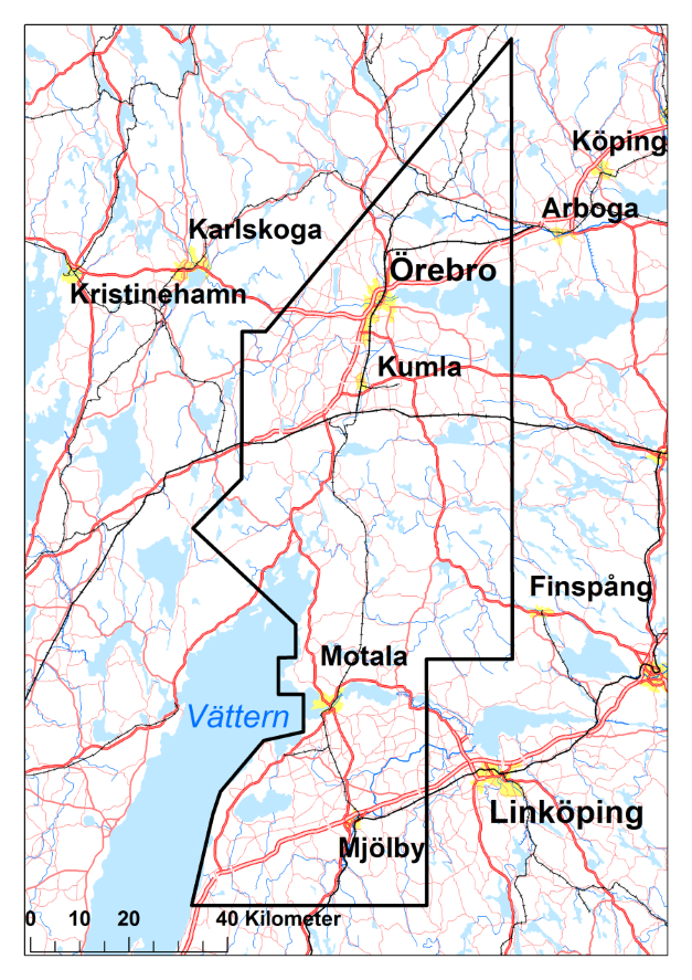 Karta &ouml;ver omr&aring;de f&ouml;r SGUs geofysiska flygm&auml;tning 2018.