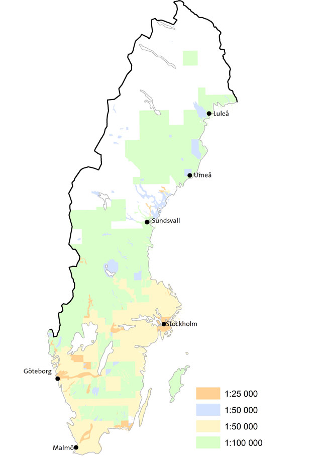 T&auml;ckningsgrad jordartskarta