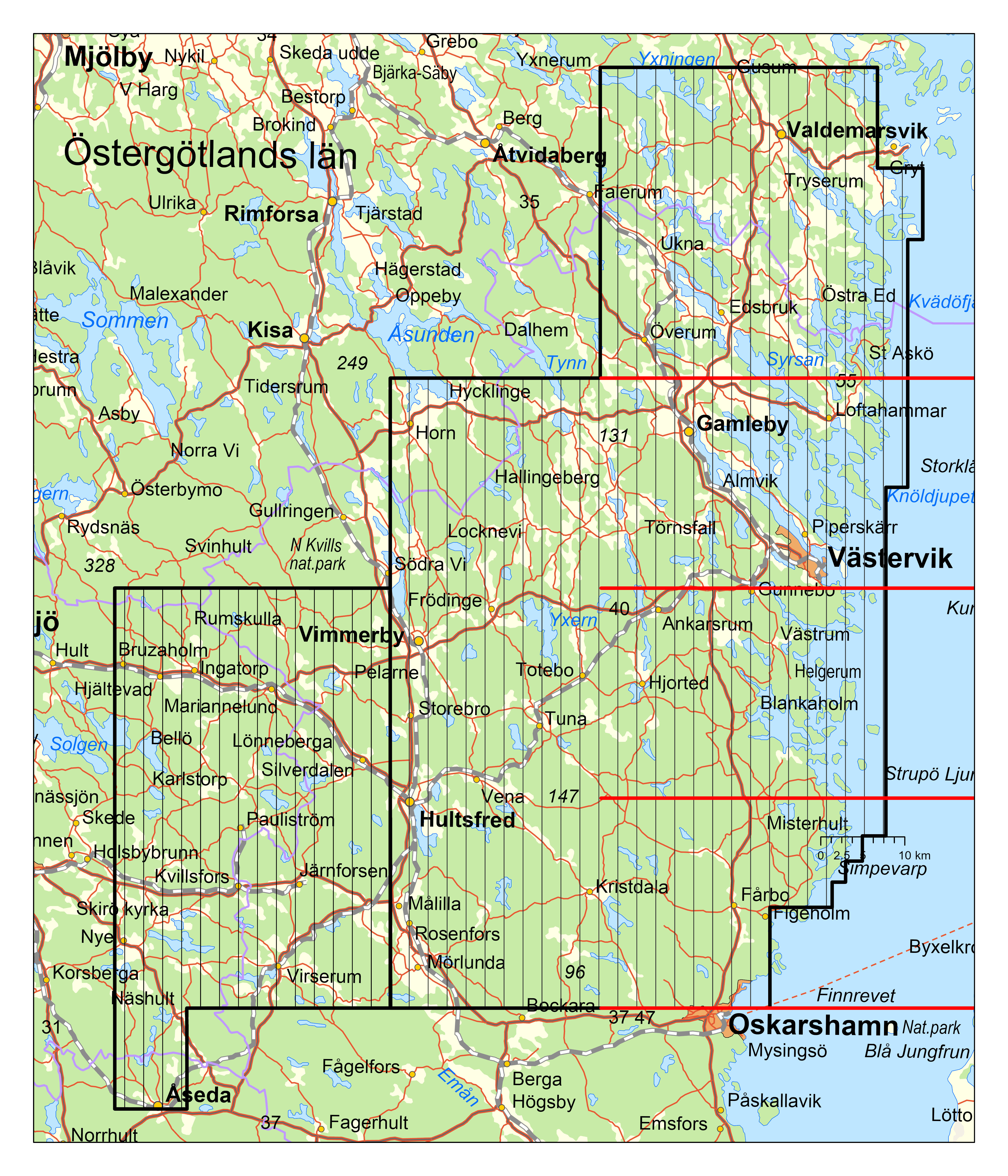 Karta över geofysiska flygningar sommaren 2023.