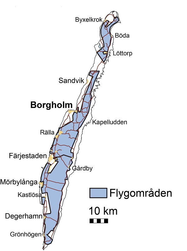 Karta över flygmätningar på Öland.