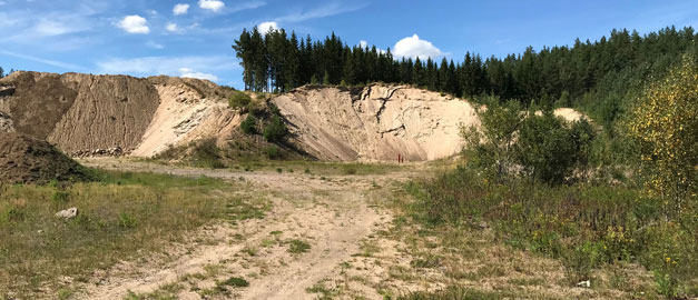 Vy över en grustäkt i grundvattenmagasinet Åsa, Jönköpings kommun.