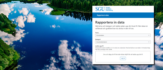 Bild på vatten och inrapporteringstjänsten.