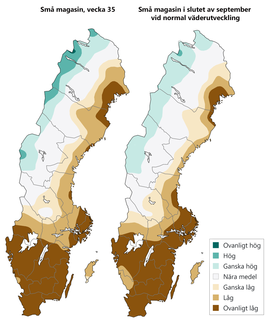 Karta med grundvattennivåer små magasin