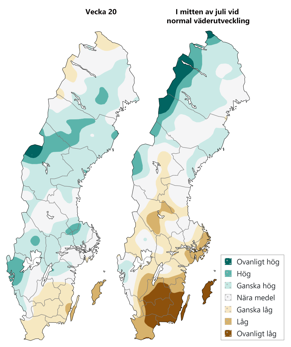 Karta över grundvattennivåer.