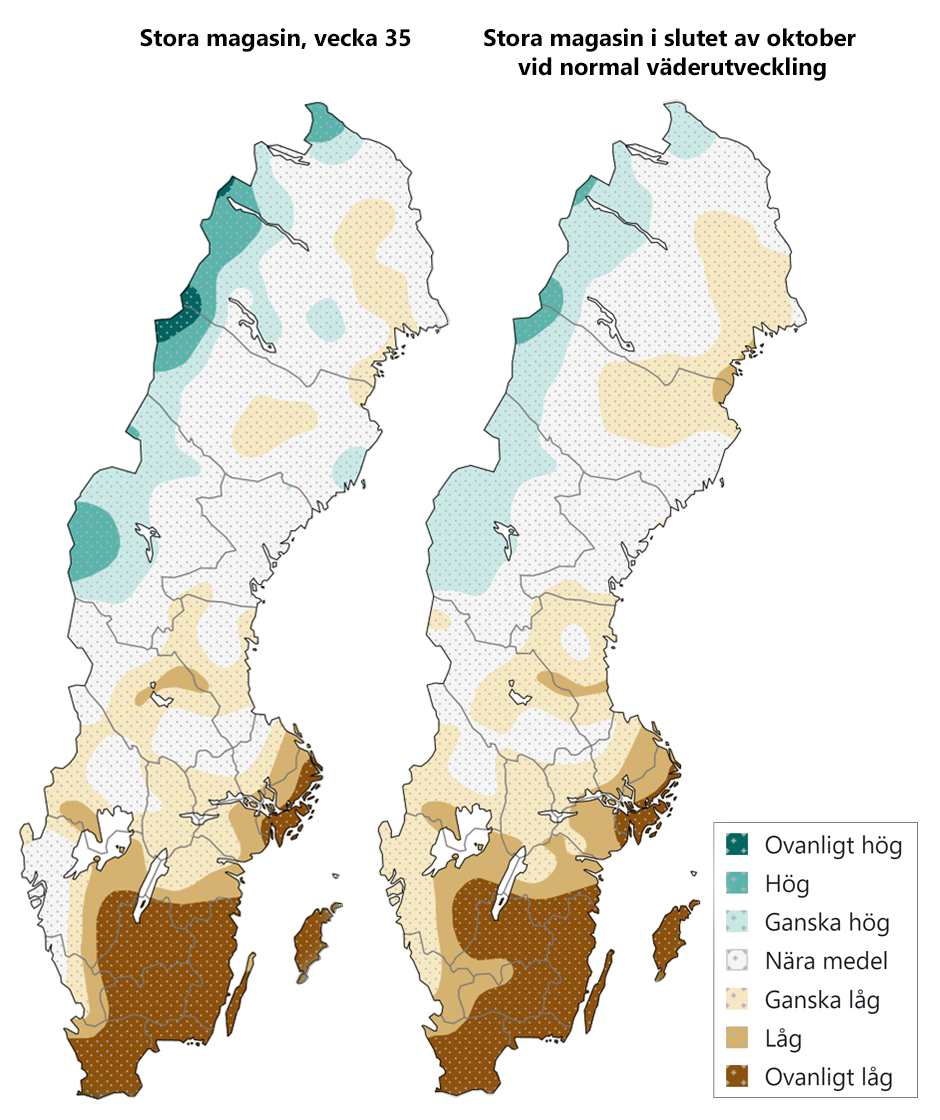 Karta med grundvattennivåer stora magasin