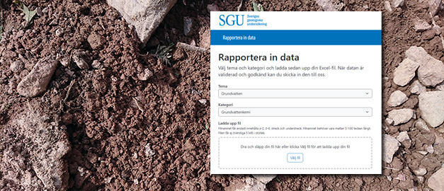 Bild på förorenad jord och inrapporteringstjänsten.