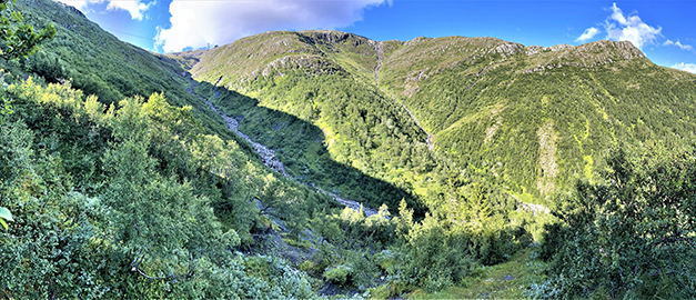 Berg med spår av erosion