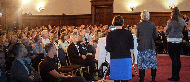Bilden visar publiken vid ett av seminarierna under grundvattendagarna 2017. Bilden visar publiken vid ett av seminarierna under grundvattendagarna 2017.