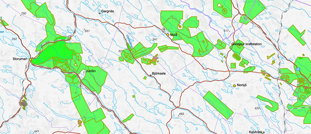Utsnitt från SGU:s kartvisare Mineralrätttigheter. Utsnitt från SGU:s kartvisare Mineralrätttigheter.