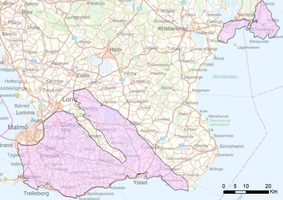 Flygmätningar i Skåne och Blekinge 2019.