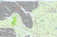 Section of a map from map viewer. Illustration.