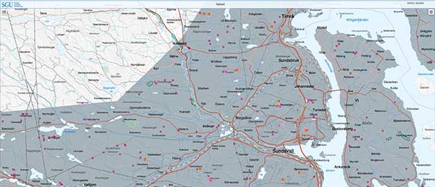 Section of a map from the map viewer Ballast. Illustration. Section of a map from the map viewer Ballast. Illustration.