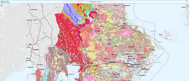 Section of a map from the map viewer Berggrund. Illustration.