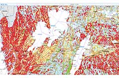Section of a map from map viewer. Illustration.