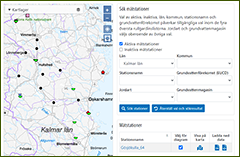 Utsnitt av kartvisaren Mätstationer.
